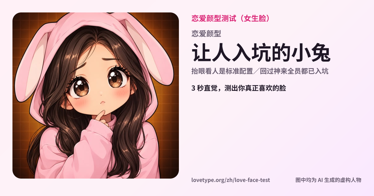 恋爱颜型测试结果卡片（让人入坑的小兔）