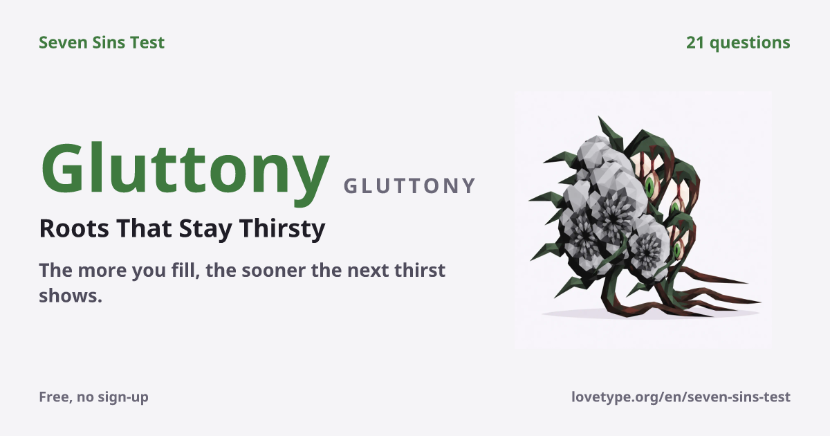 Result card for Gluttony (Roots That Stay Thirsty)