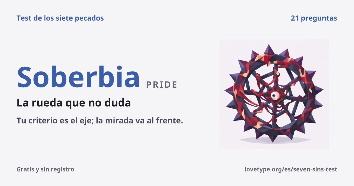Tarjeta de resultado de Soberbia (La rueda que no duda)