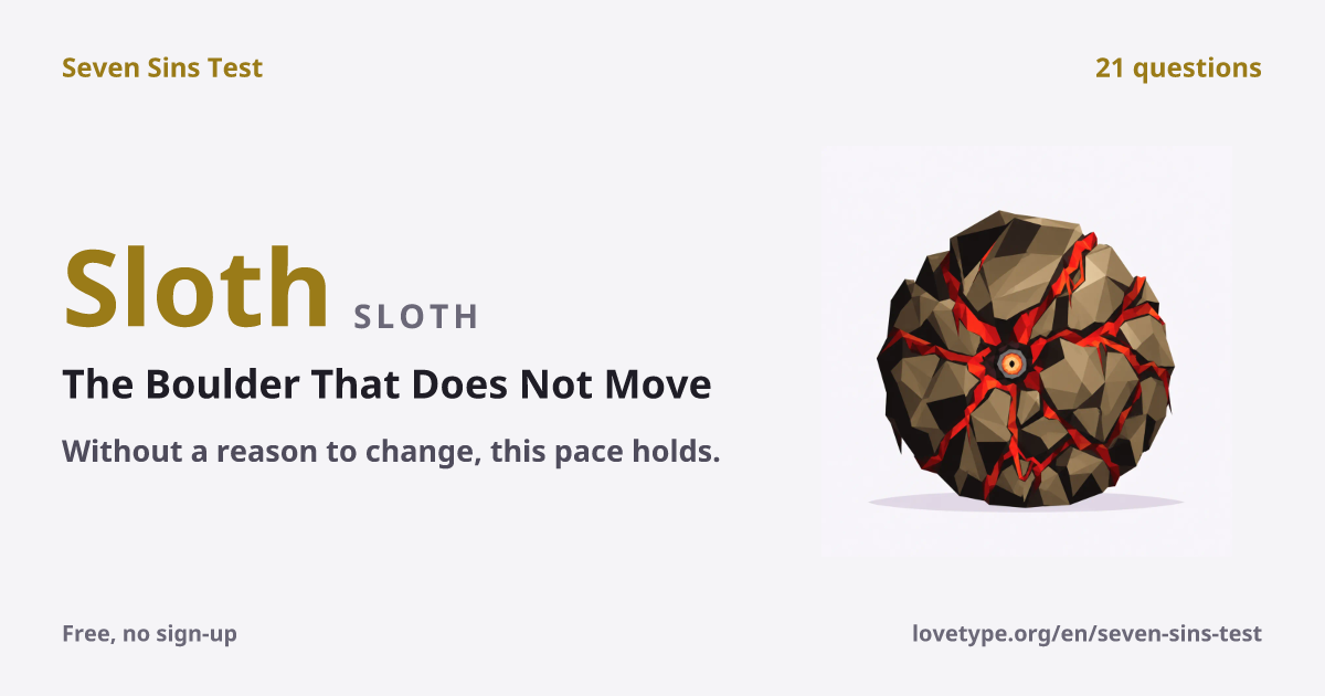 Result card for Sloth (The Boulder That Does Not Move)
